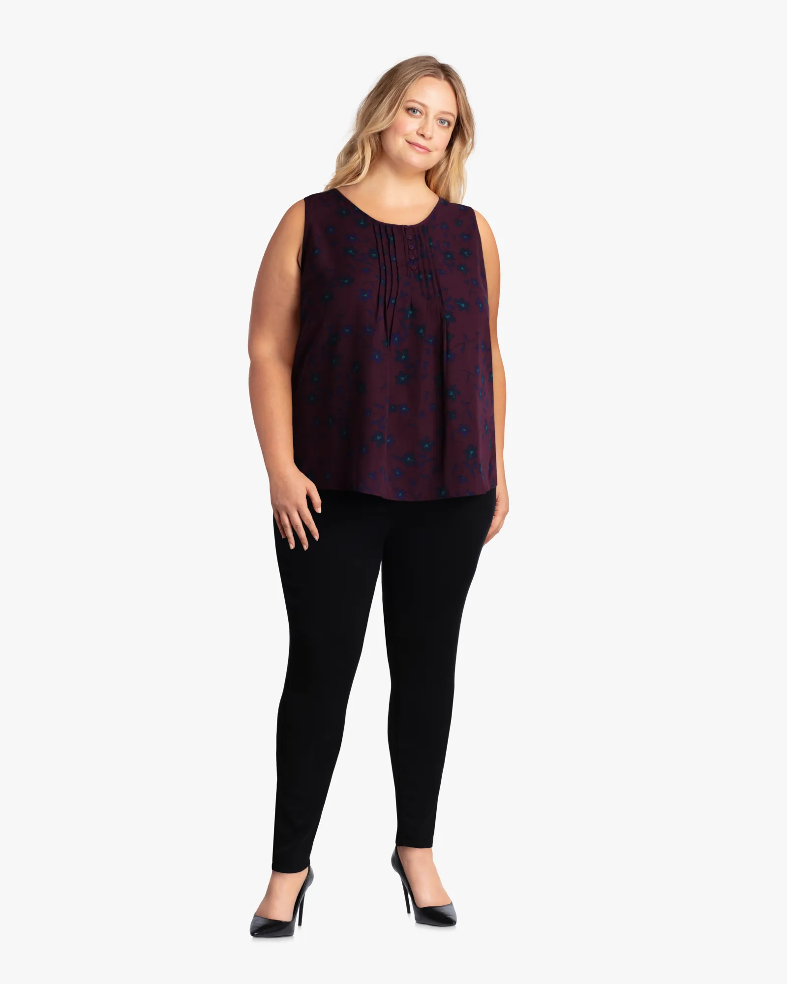 Vivian Pleated Top | Purple / Navy