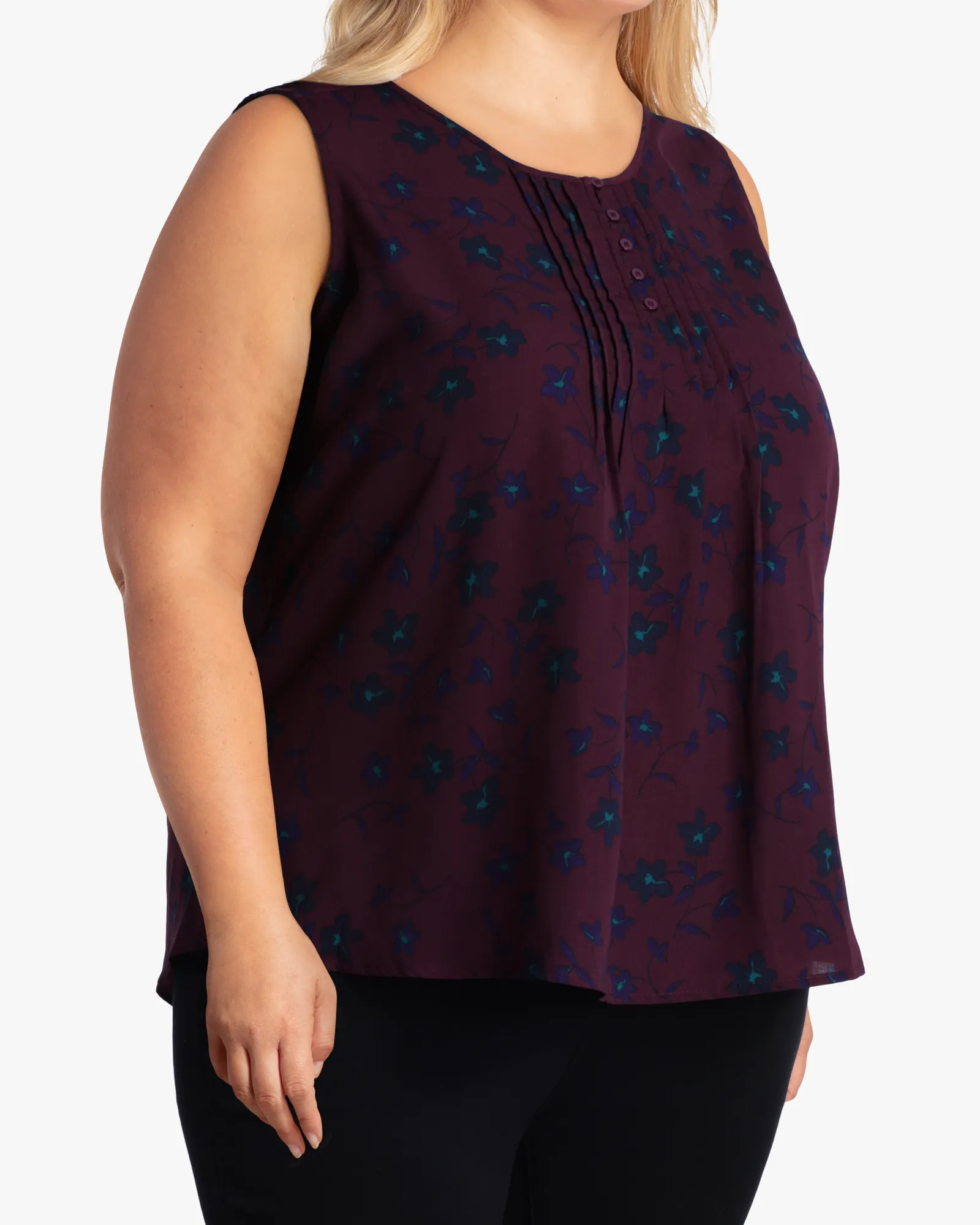 Vivian Pleated Top | Purple / Navy