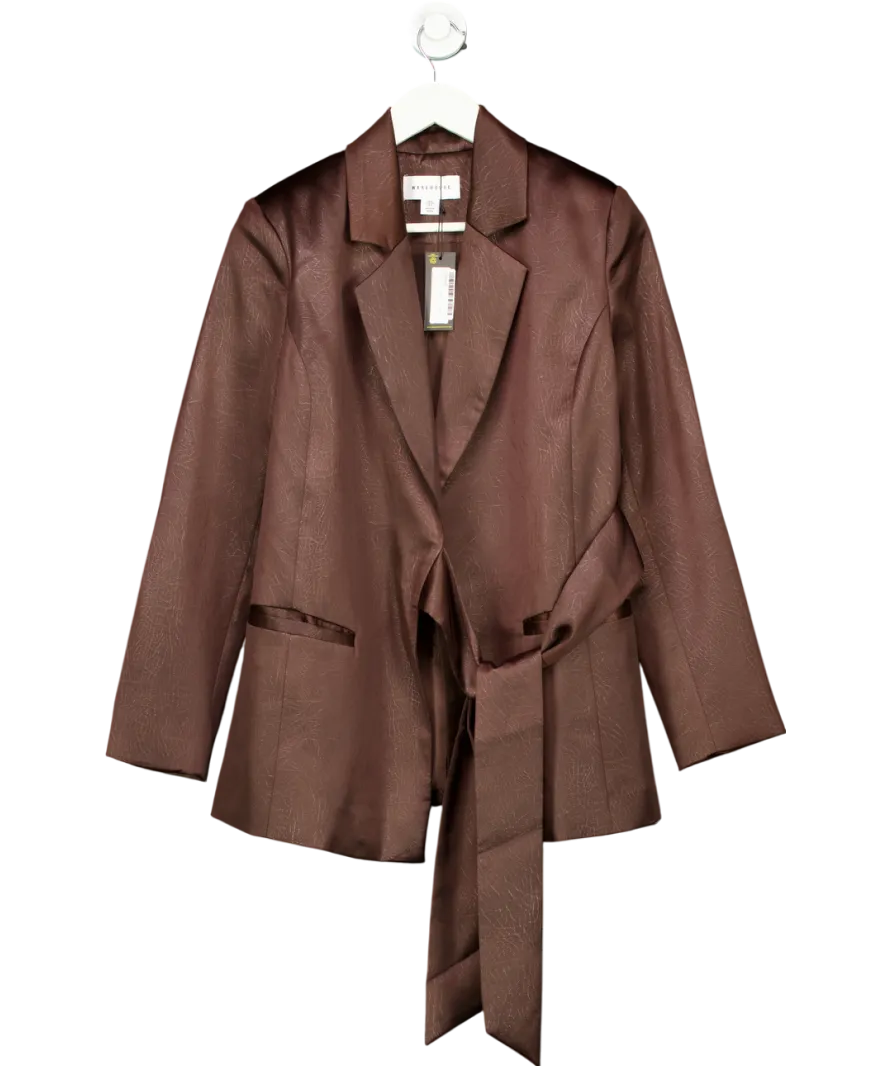 Warehouse Brown Crackled Satin Tie Side Blazer UK 8