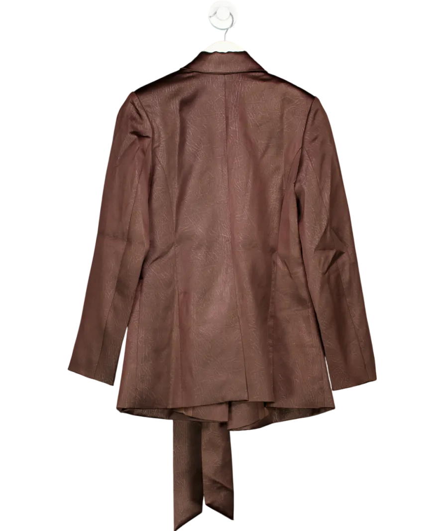 Warehouse Brown Crackled Satin Tie Side Blazer UK 8