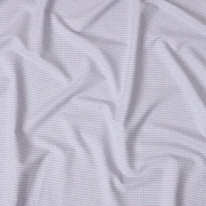 White & Light Red Grid Checkered 100% Cotton Shirting Fabric, 150 cm Width, Made in Italy-D20507