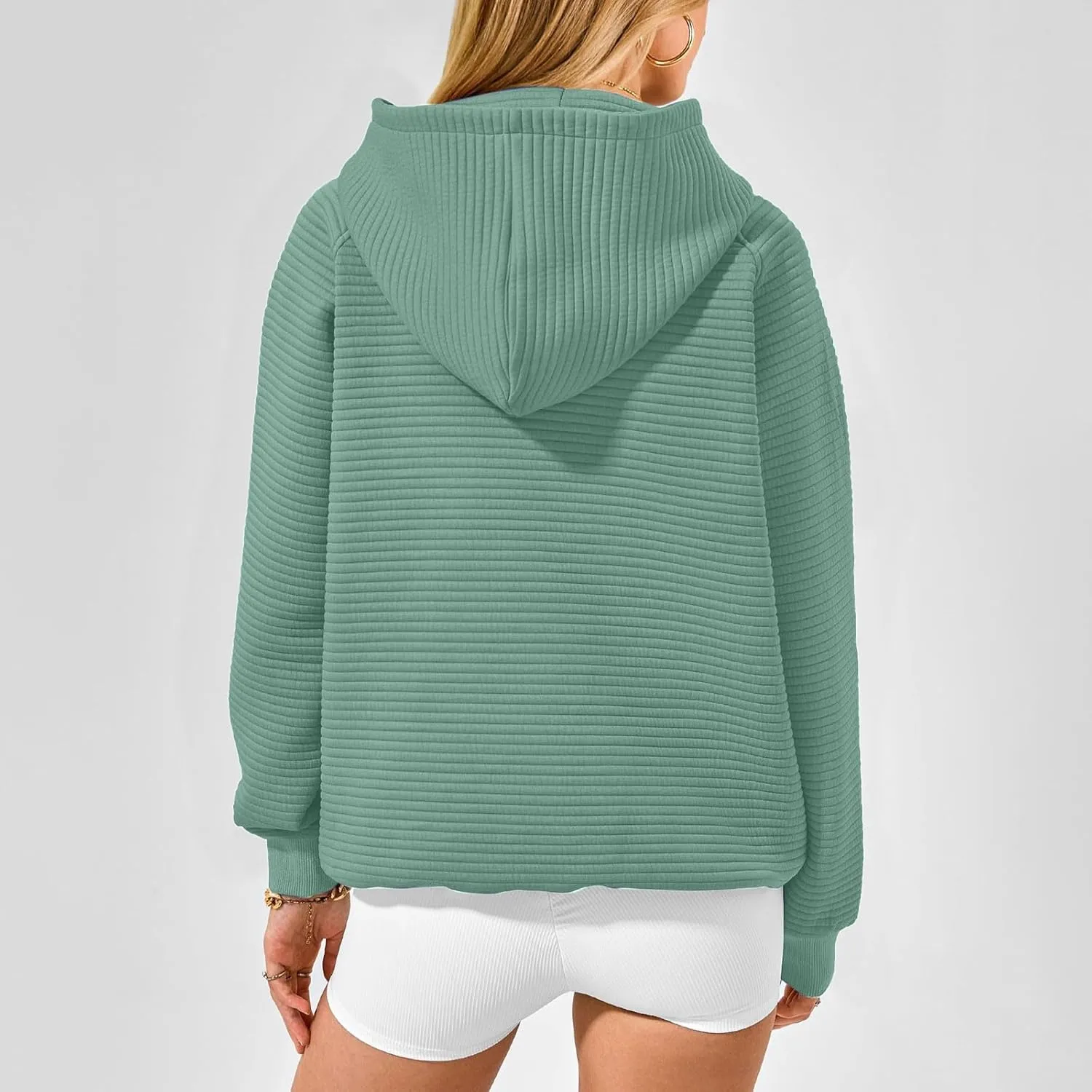 Women Hoodies Casual Hooded Oversized Sweatshirts with Large Pocket Raglan Long Sleeve Loose Solid Pullover Tops