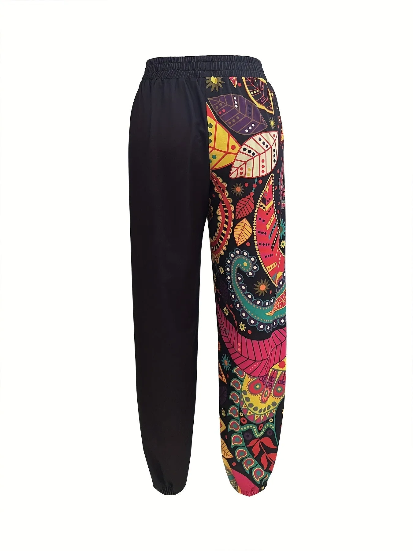 Women's Casual Joggers with Paisley Print - Comfy, Loose-Fit Sweatpants for All Seasons, Machine Washable