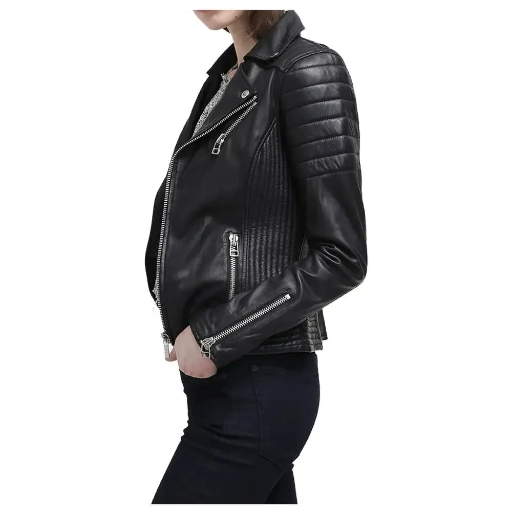 Women’s Slim Fit Black Leather Jacket – Stylish & Innovative Design