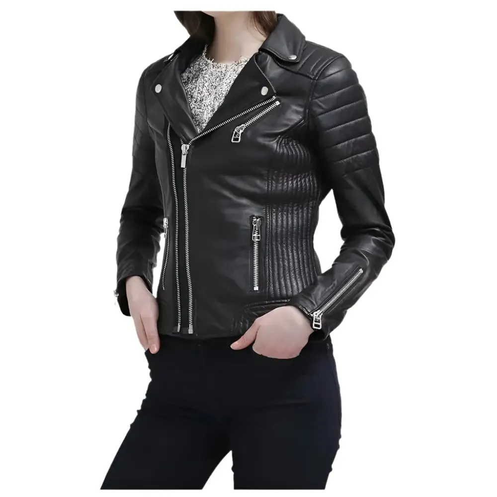 Women’s Slim Fit Black Leather Jacket – Stylish & Innovative Design